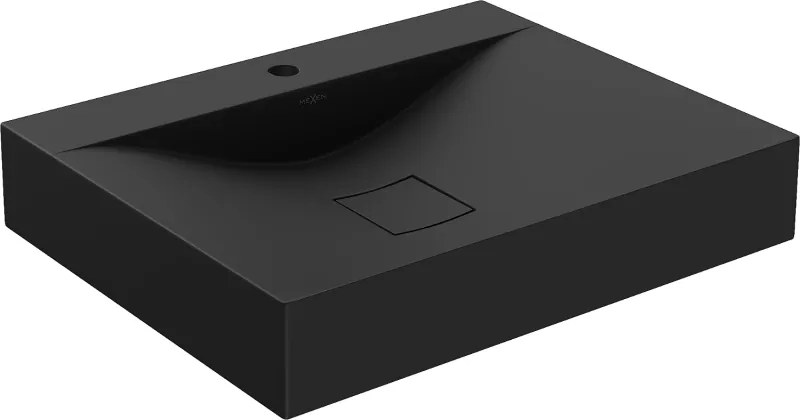 Mexen Poli lavabo da appoggio in conglomerato 1/O 60 x 48 cm, nero - 23026071