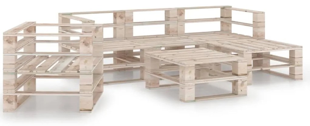 Set divani da giardino su pallet 6 pz in legno di pino