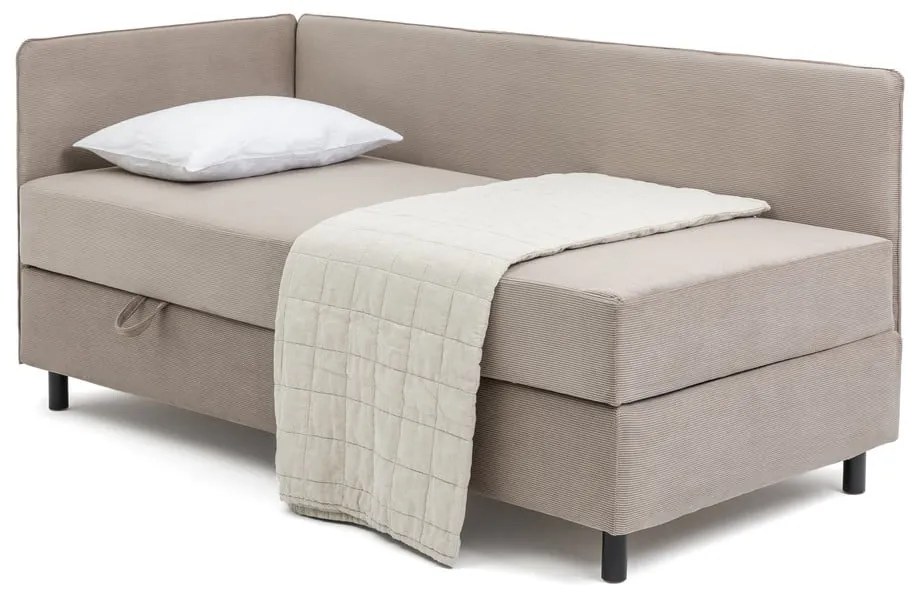 Letto singolo imbottito grigio tortora con contenitore con materasso incluso 90x200 cm Avela – Bonami Selection