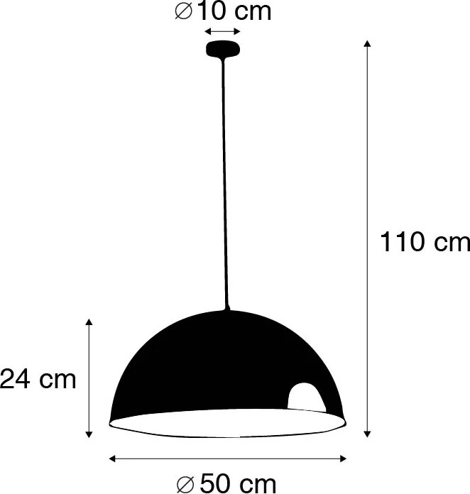 Lampada a sospensione industriale bianca con oro 50 cm - Magna Eco