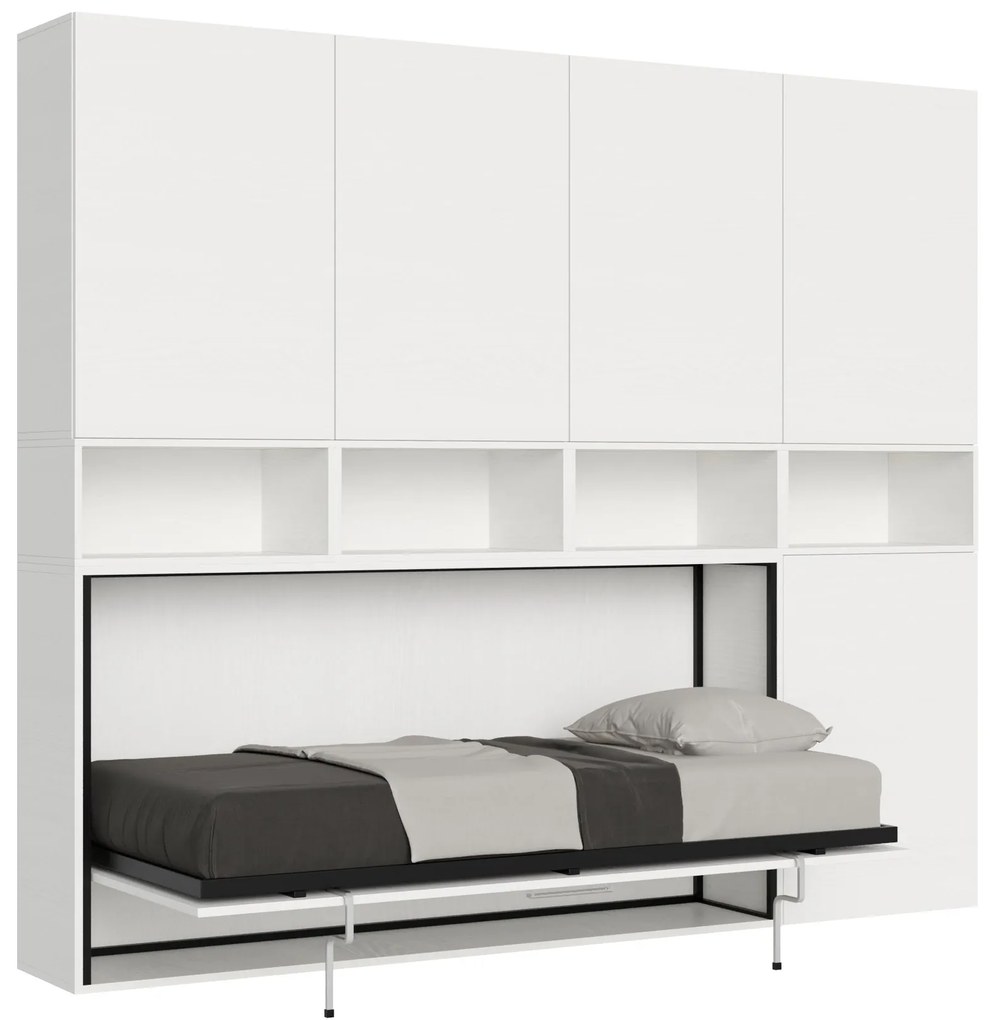 Letto a scomparsa singolo orizzontale Kando con materasso e composizioni disponibili, C / Non incluso