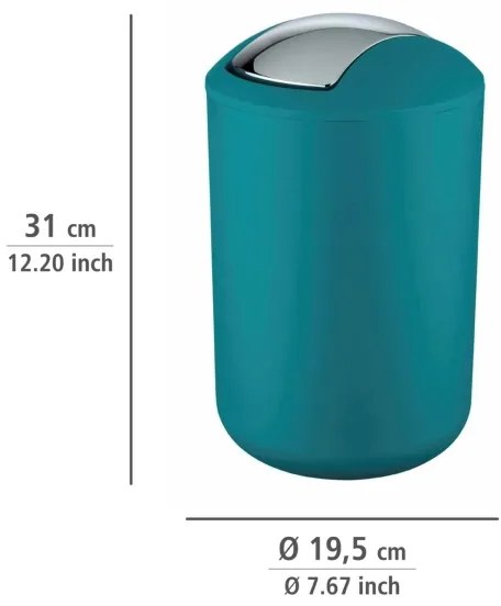 WENKO 21227100 - Pattumiera BRASIL 19,5x31 cm turchese/cromo lucido