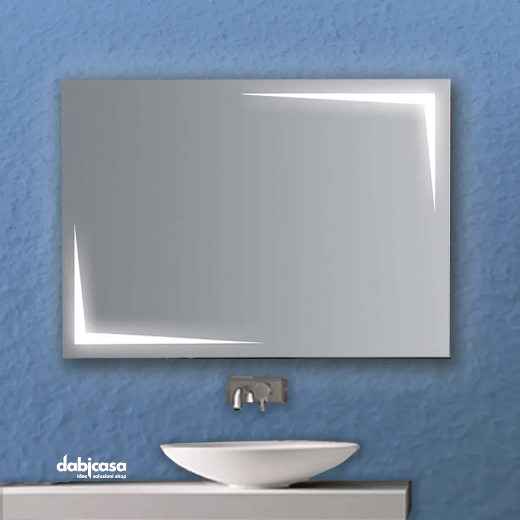 Specchio Linea "Zeus" Retroilluminato Con Decori LED 105x70 cm Reversibile