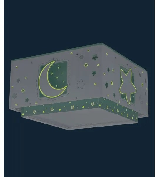 Dalber 63236H - Plafoniera per bambini MOONLIGHT 2xE27/60W/230V verde