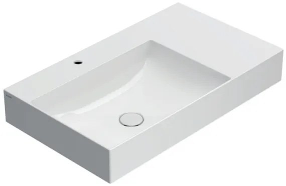 Ceramica Globo T-Edge Lavabo  80x47 Sospeso O Da Appoggio con vasca sinistra in ceramica Bianco Lucido