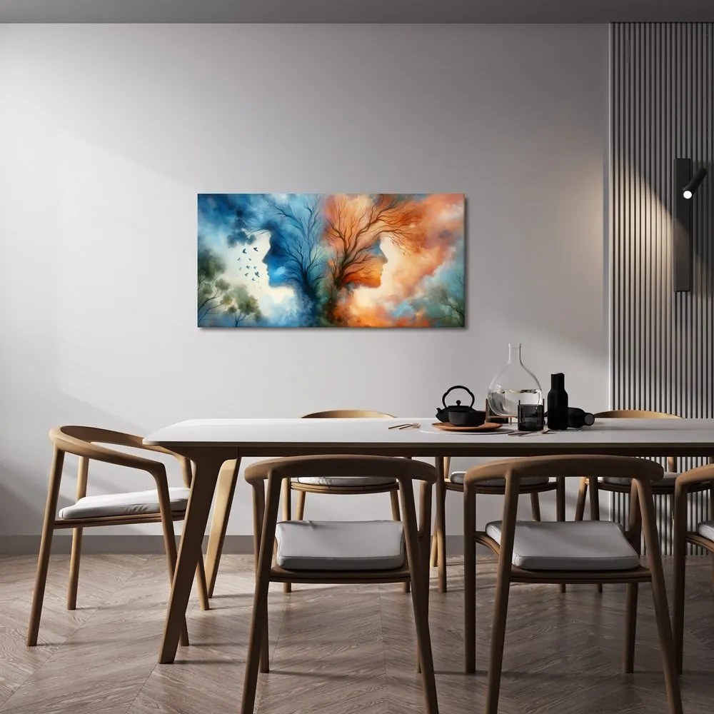 Quadro su tela – Volti nelle chiome degli alberi