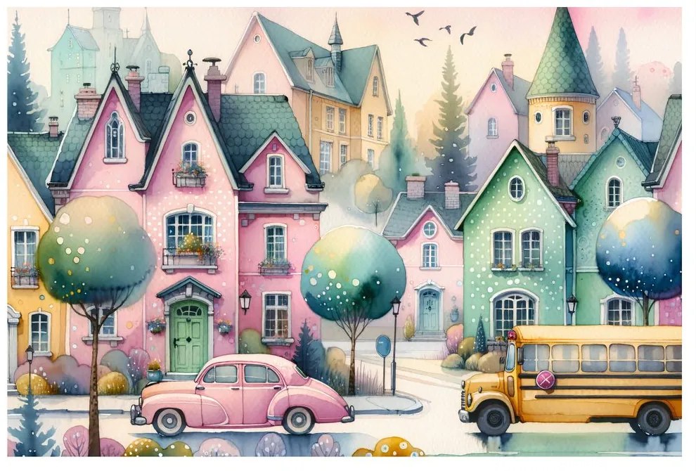 Quadro su tela – Vicoli magici della città pastello