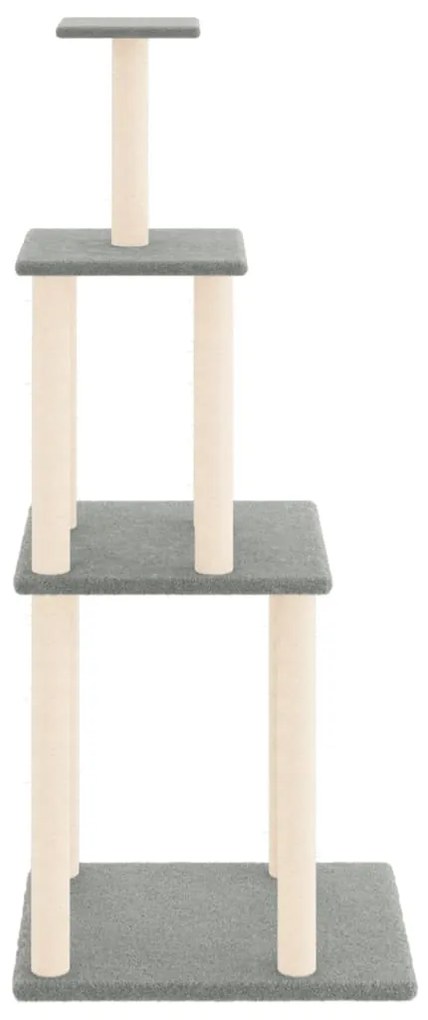 Albero per gatti con tiragraffi in sisal grigio chiaro 149 cm