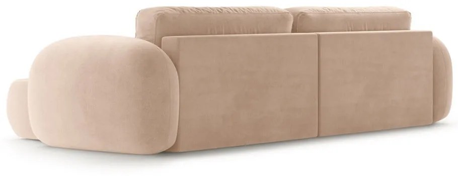 Divano angolare beige allungabile/con contenitore con rivestimento in velluto Tonale – Cosmopolitan Design