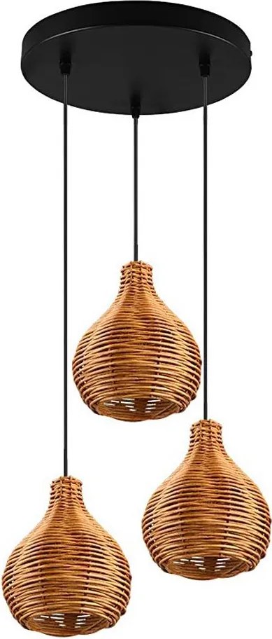 Reality - Lampadario a sospensione SPROUT 3xE14/40W/230V marrone/rattan