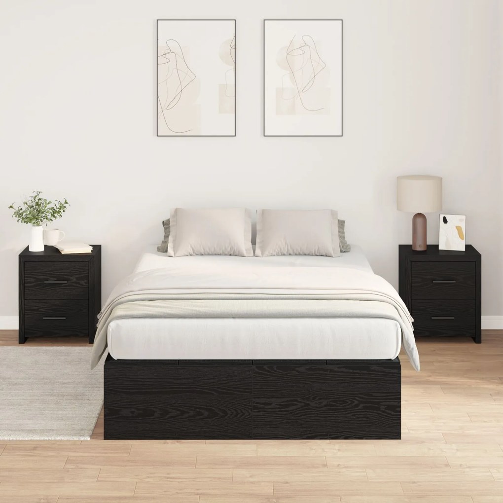 Struttura letto in stoccaggio nero rovere 120x200 cm