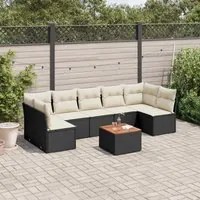 Set Divani da Giardino con Cuscini 8 pz Nero in Polyrattan 3255902