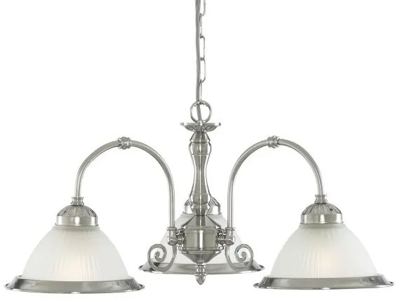 American diner 3lt pendant - metallo argentato satinato e vetro aci...