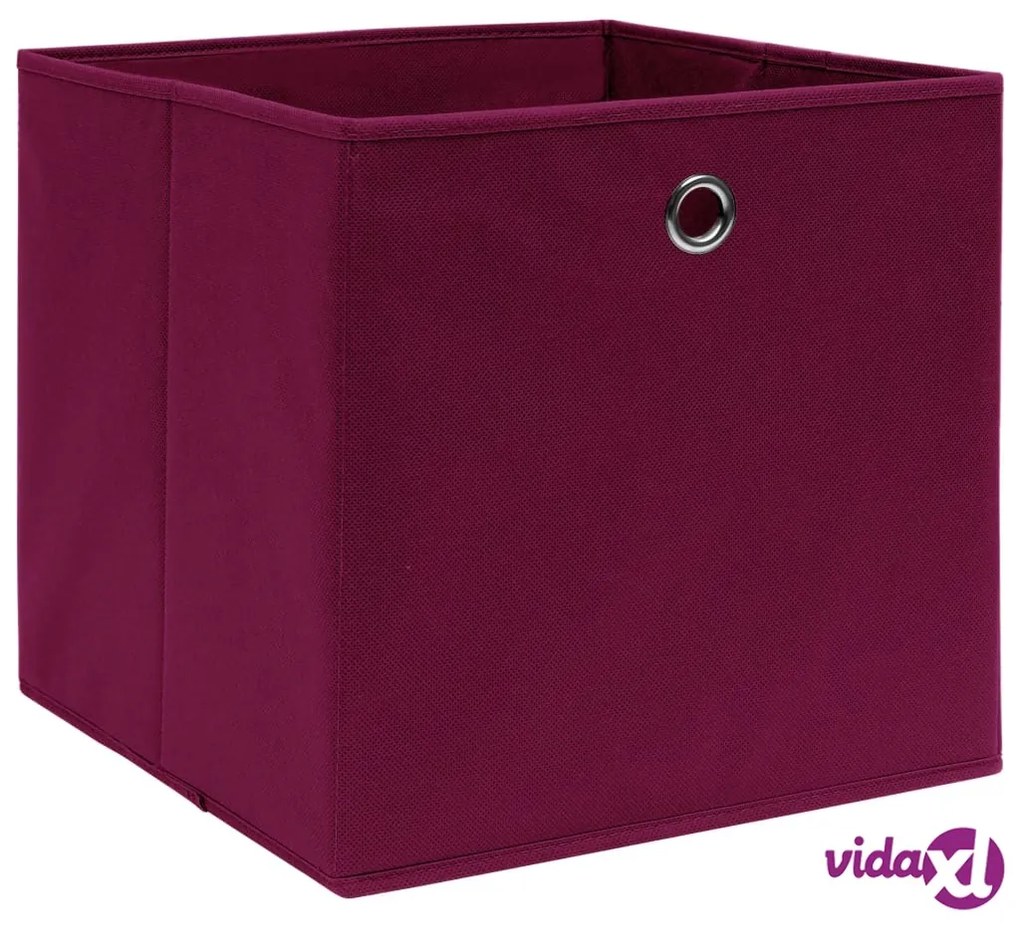 vidaXL Contenitori 10 pz in Tessuto non Tessuto 28x28x28cm Rosso Scuro