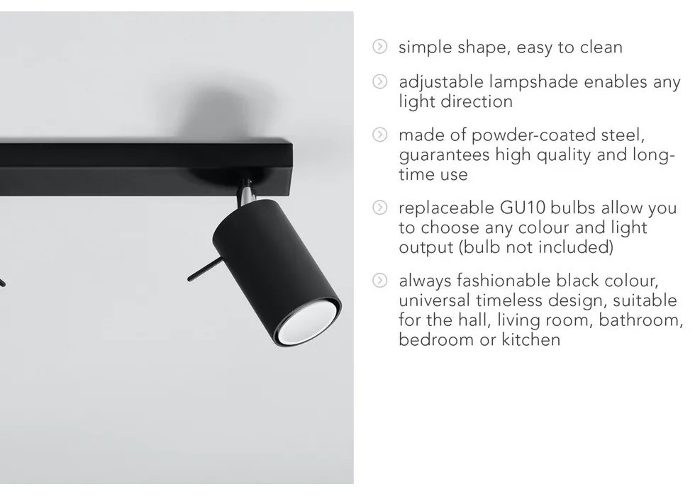 Faretto nero 8x30 cm Etna – Sollux