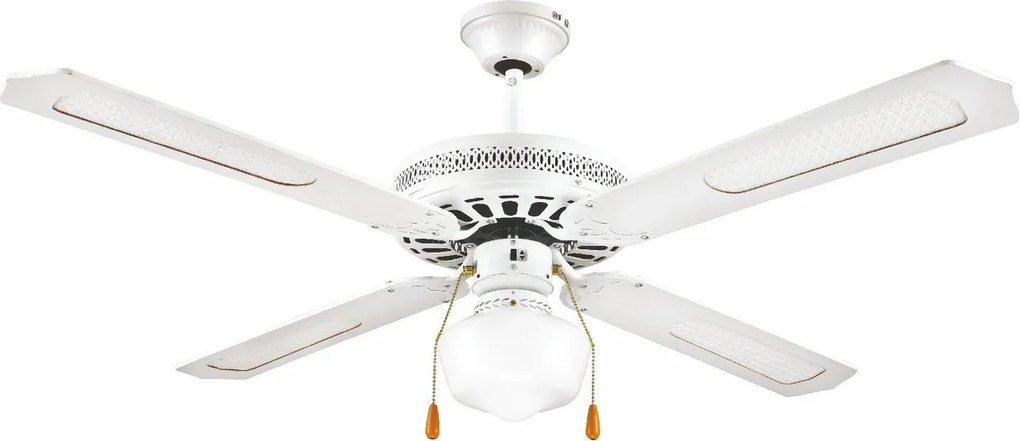 Ventilatore da Soffitto con 4 Pale e Lampada Ø130cm 3 Velocità Kooper Windy Bianco...