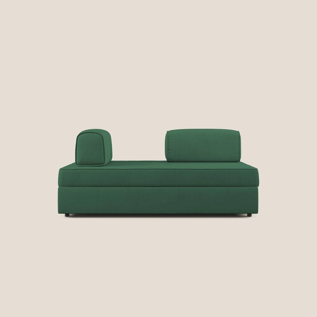 Liberty divano con pouf estraibile e schienali movibili in tessuto morbido impermeabile T02 verde