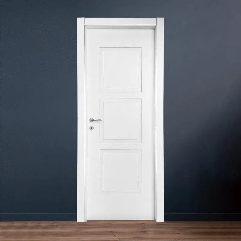 Porta interna a battente Cadrel in legno laccato colore bianco, L 70 x H 210 cm, apertura a destra