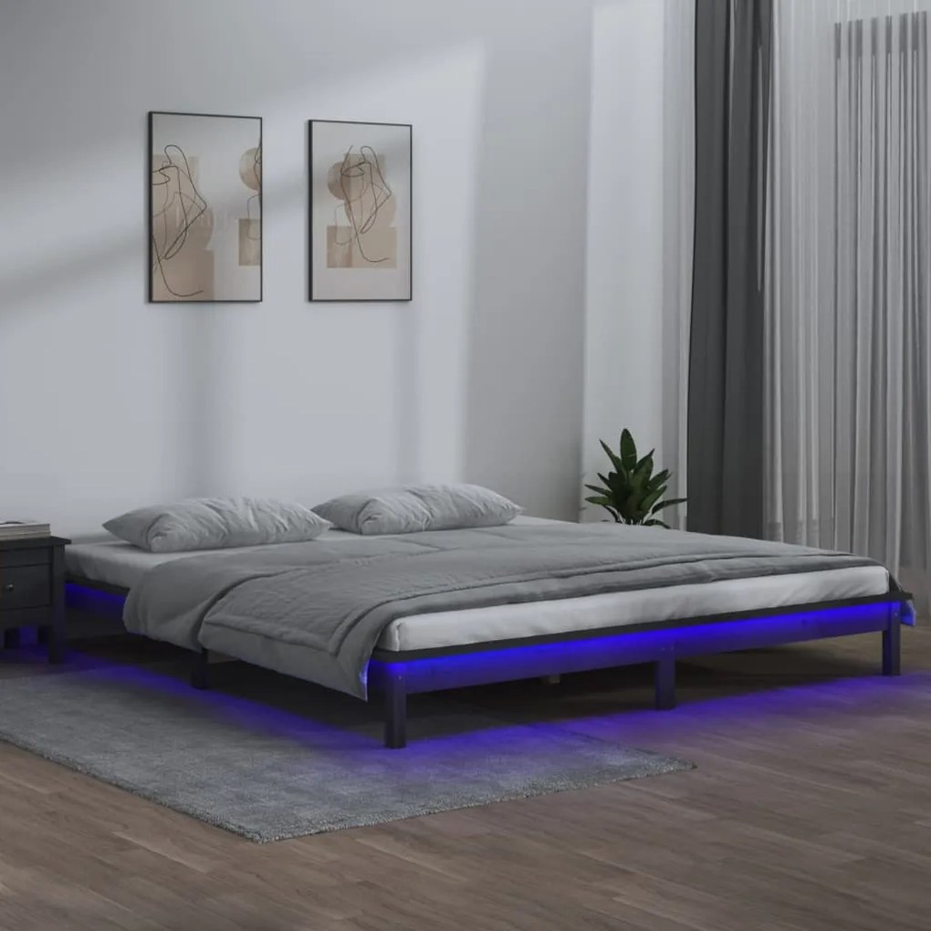 Giroletto Con Led Grigio 140x190 Cm İn Legno Massello /
