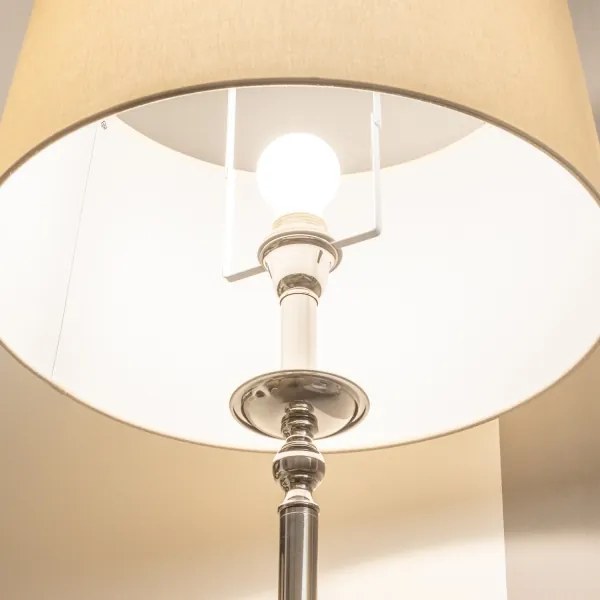 Brilagi - Lampada da terra LED CERIA 1xE27/60W/230V Ø 45 cm cromo lucido/beige