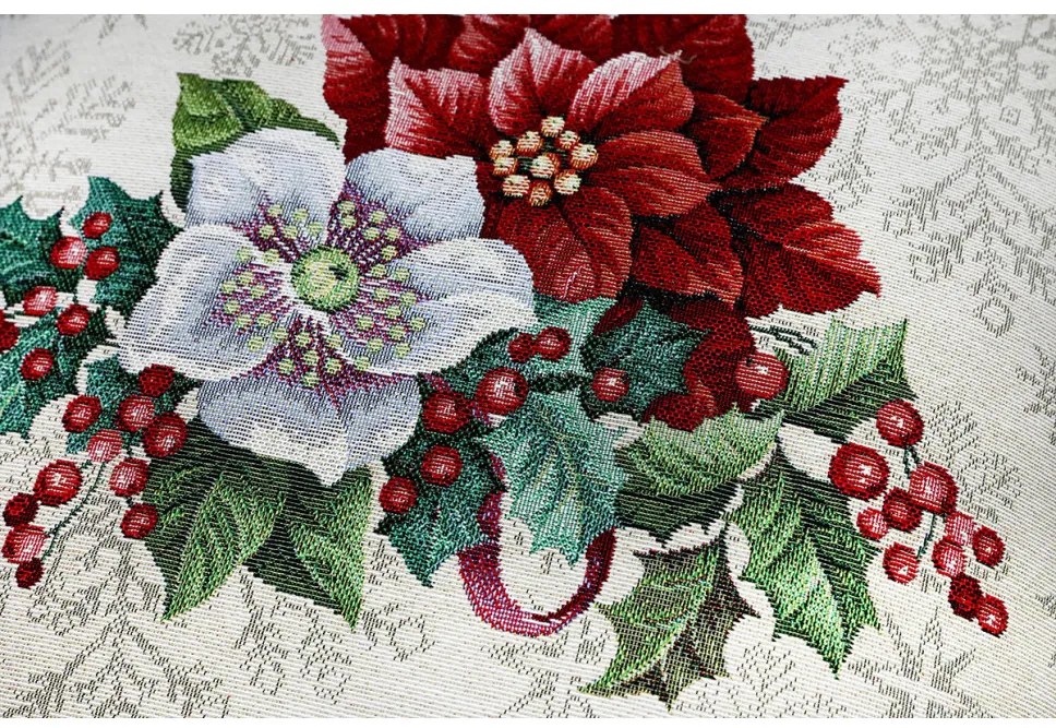 Lussuosa federa cuscino natalizio di gobelin con motivo di fiori di Natale