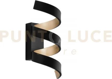 Applique a parete led helix spirale nera e oro 9w 720lm 3000k 10x13...