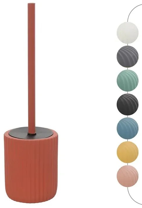 Scopino wc rosso in ceramica soft touch con setole nere Spring