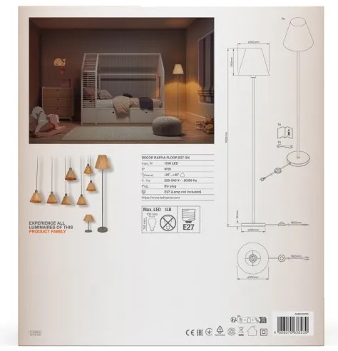 Ledvance - Lampada con piedistallo DECOR RAFFIA 1xE27/15W/230V bastone di rafia