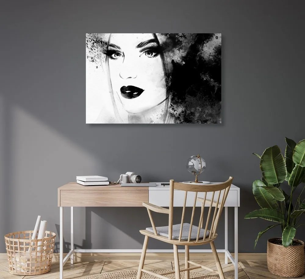 Quadro su tela – Ritratto femminile di moda in bianco e nero