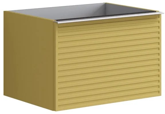 Mobile da bagno sotto lavabo Pixel stripes frontale giallo sole e maniglia alluminio brillante laccato L 60 x H 40 x P 45.5 cm 2 cassetti, lavabo non incluso