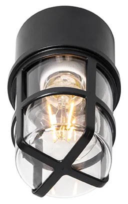 Lampada da soffitto e da parete nera con paralume trasparente IP54 - Kiki