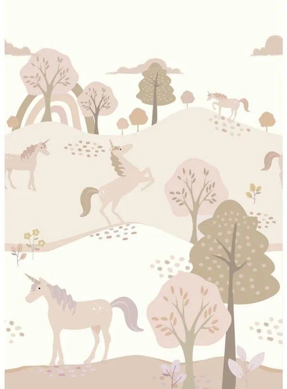 Fotomurale Unicorni, beige, rosa