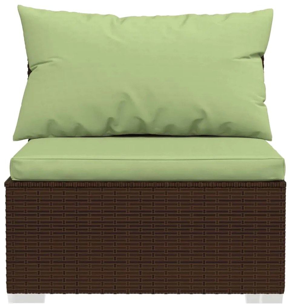 Set Divani da Giardino 13 pz con Cuscini in Polyrattan Marrone