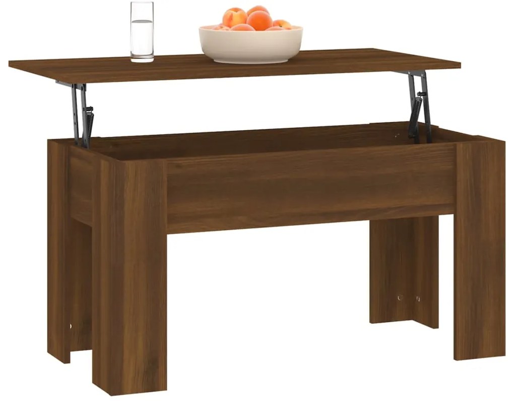 Tavolino Salotto Rovere Marrone 101x49x52 cm Legno Multistrato