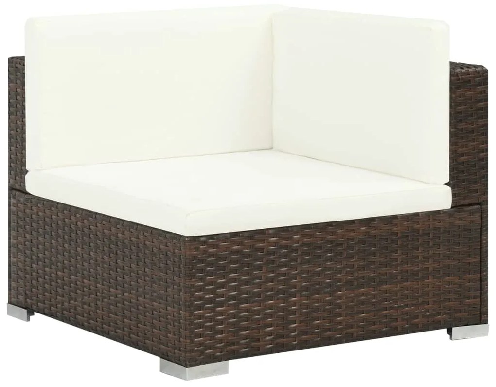 Set divani da giardino 6 pz con cuscini in polyrattan marrone