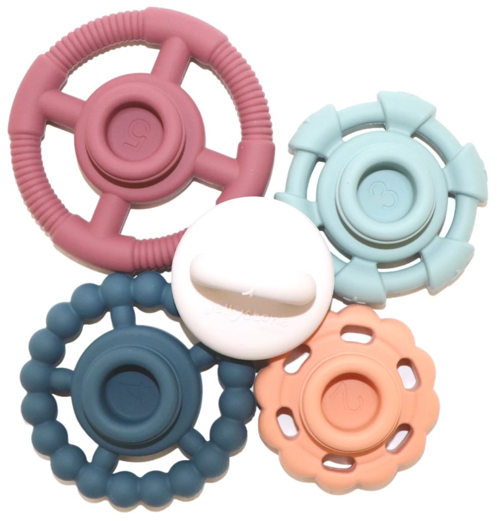 Piramide impilabile con massaggiagengive, colori terra