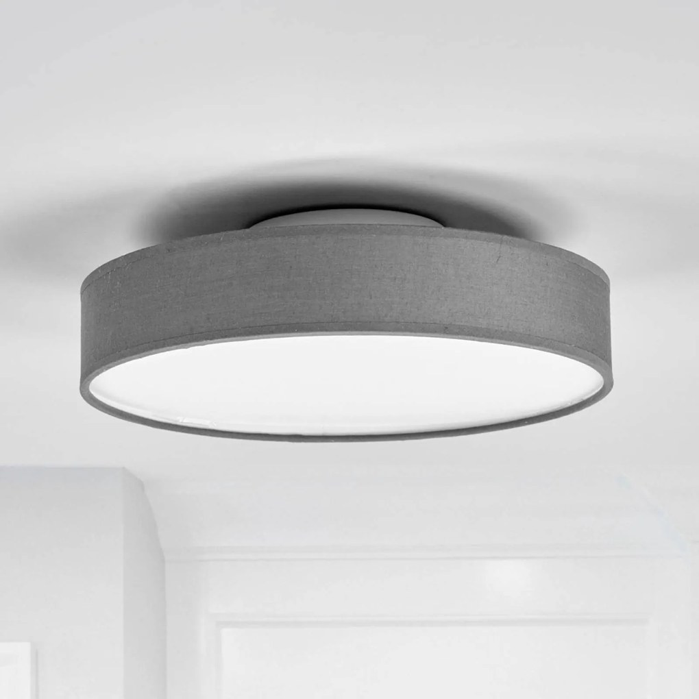 Lindby LED lampada decorativa Saira, Ø 30 cm, grigio, tessile