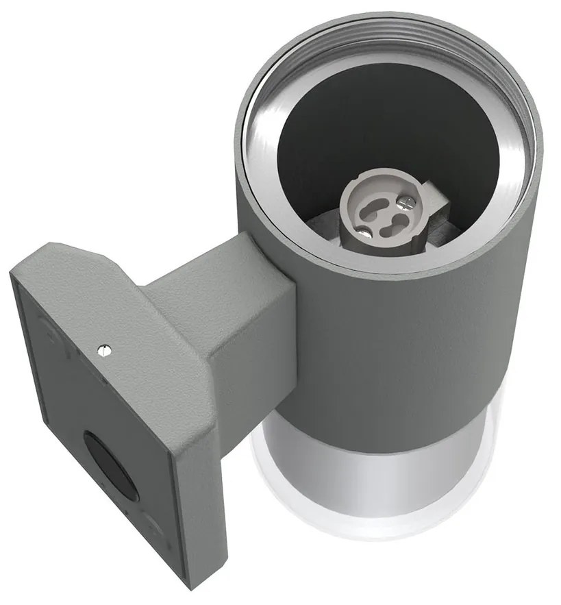 Applique Cilindrica Bidirezionale Grigia IP54 con 2 basi GU10