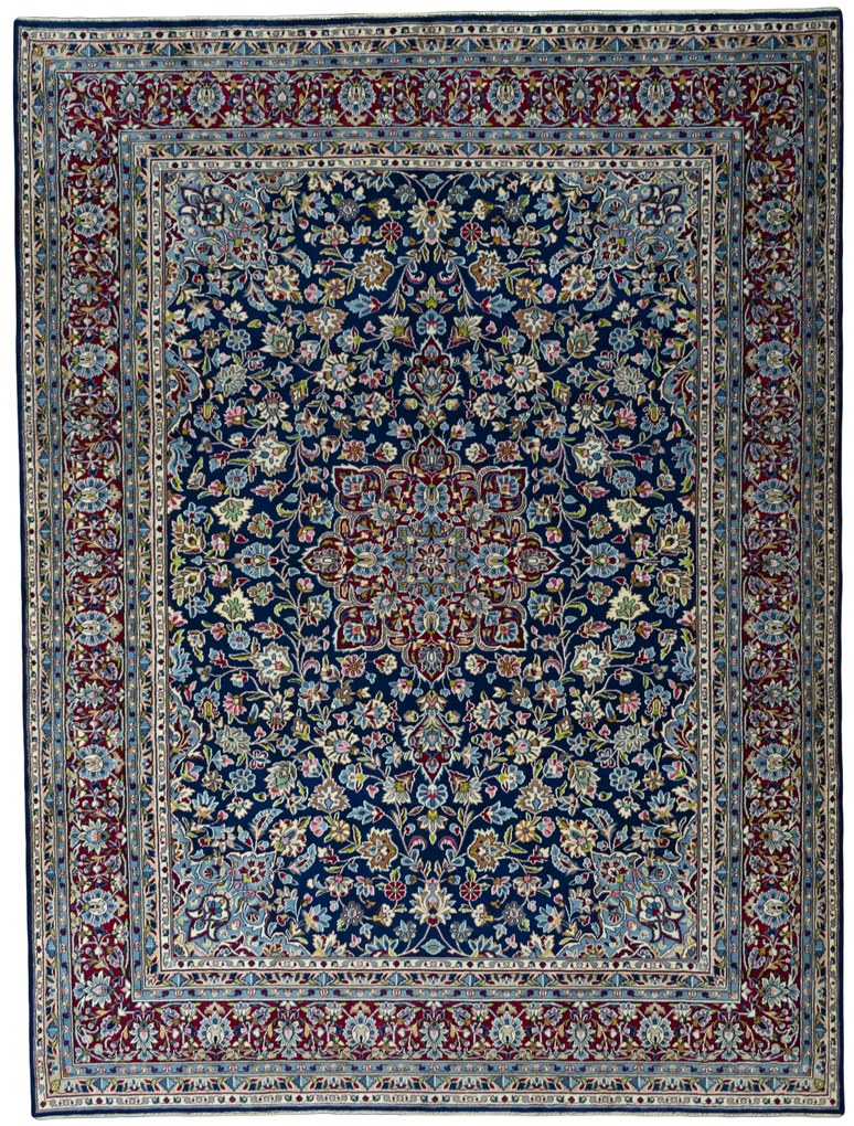 Kerman Tappeto 390 x 300 Blu (Iran) Annodato A Mano