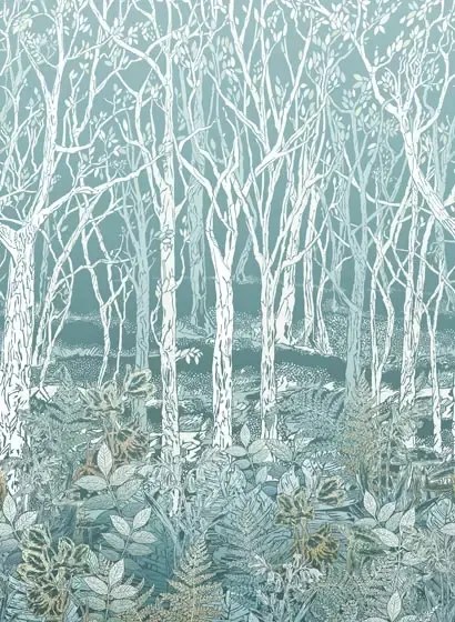 Wald-Tapete Sylvania von Osborne & Little - Mint/ Teal