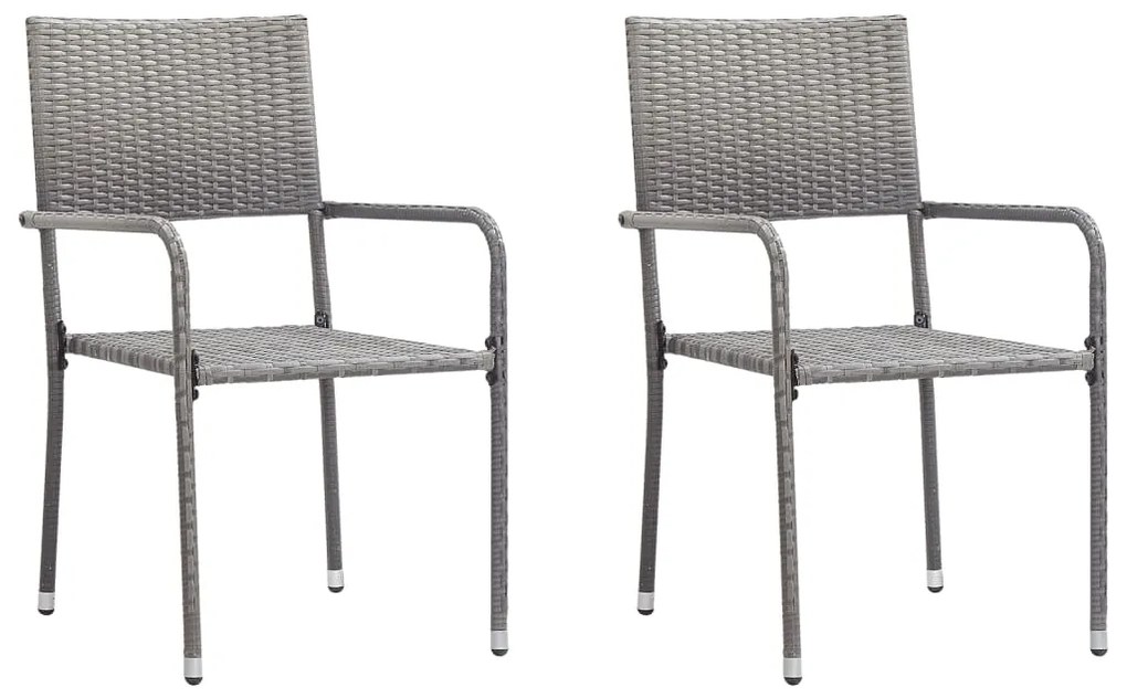 Set da pranzo da giardino 3 pz nero grigio polyrattan e acciaio