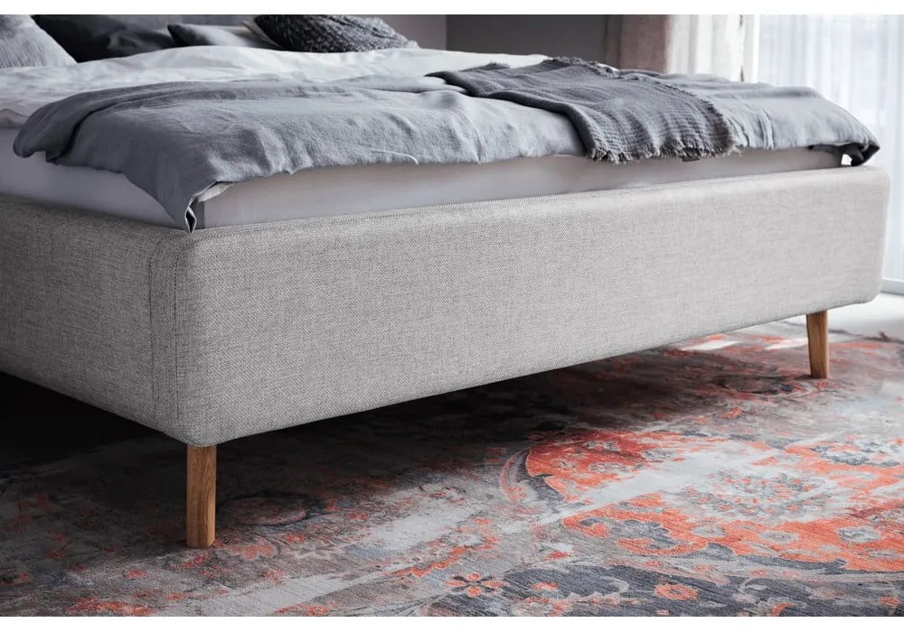 Letto matrimoniale imbottito grigio con contenitore con rete inclusa 180x200 cm Lotte – Meise Möbel