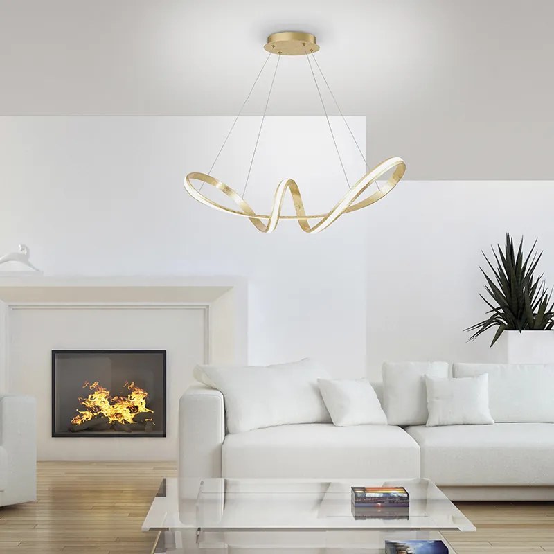 Lampada a sospensione design oro LED 90 cm - BELINDA