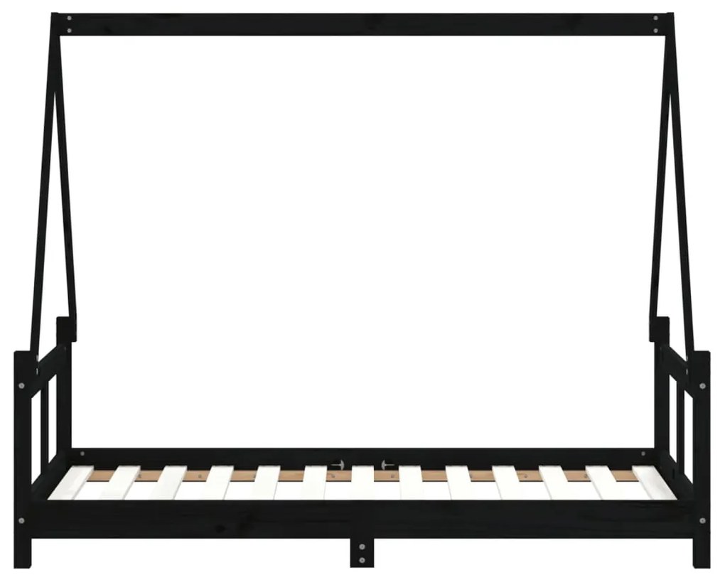 Giroletto per bambini nero 80x160 cm in legno massello di pino