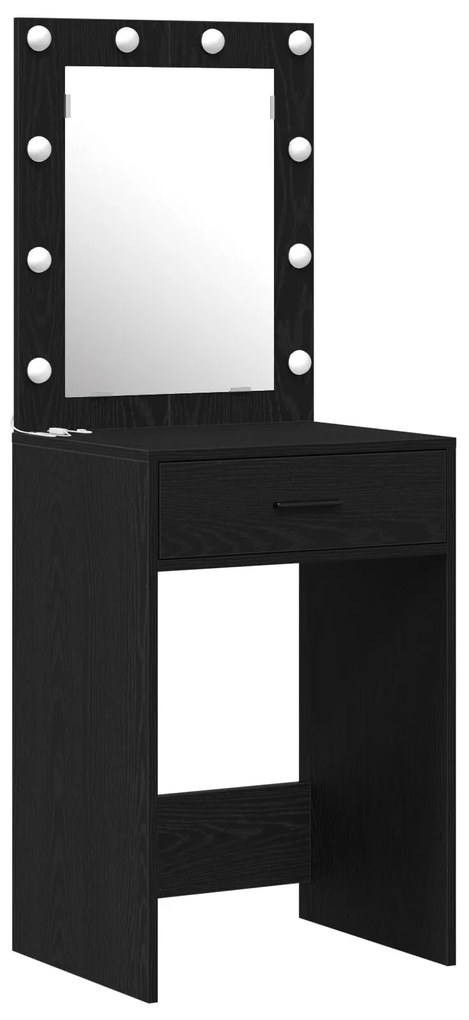 Set di tavoli da trucco 2 pezzi  con led in legno ingegnerizzato nero