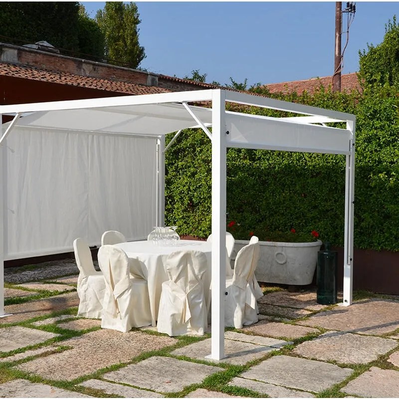 Pergola in alluminio bianco autoportante copertura mobile bianca 300x300 cm - Pergola relax