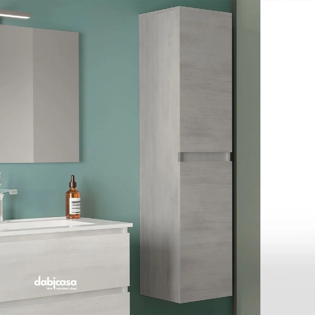 Pensile Portaoggetti "Easy" Da 140 Cm Con Due Ante Finitura Rovere Grigio