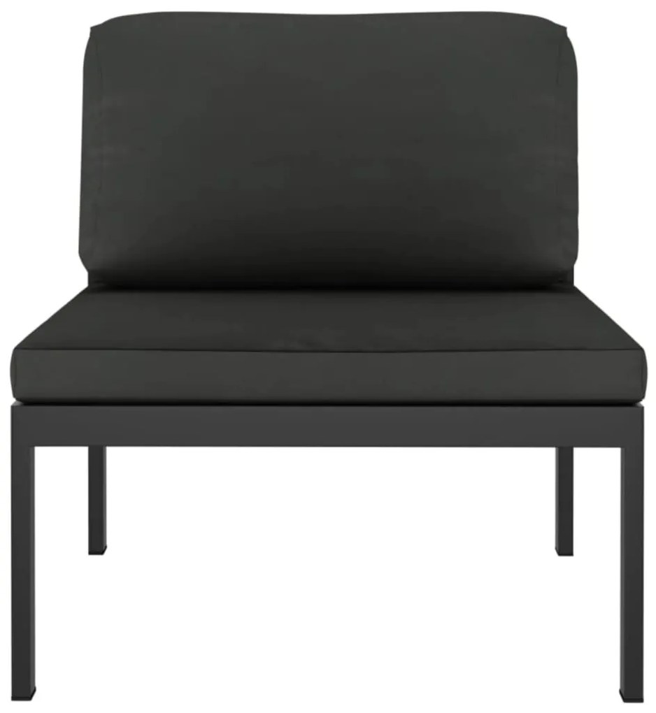Set divani da giardino 4 pz con cuscini in alluminio antracite