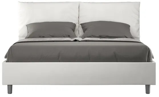 Letto matrimoniale contenitore imbottito 160x210 similpelle bianco Antea