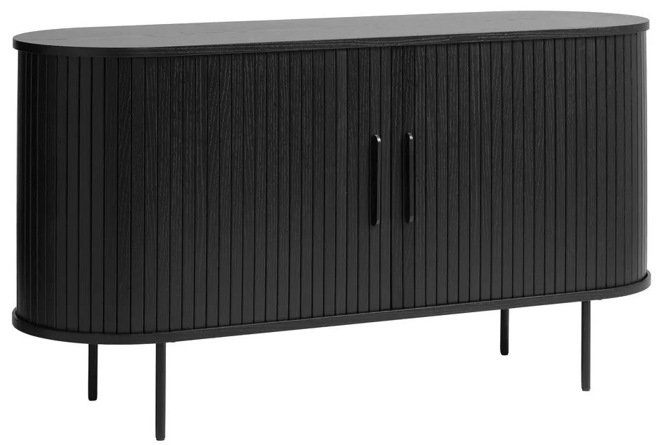 Cassettiera bassa nera effetto rovere 140x76 cm Nola - Unique Furniture